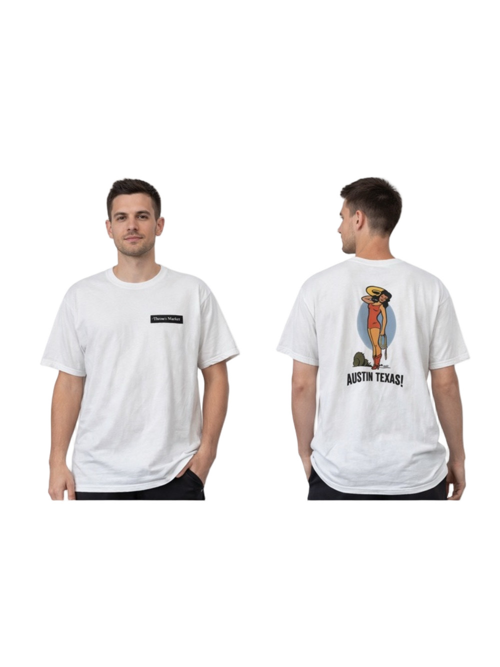 Gildan ultra cotton white Men's Short Sleeve Tee from thom’s market austin texas